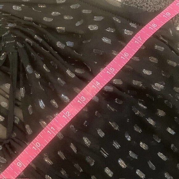 Rebecca Taylor $298 Women's 0 XS Black Metallic Print Ruffle Tie Neck Blouse - Picture 8 of 9